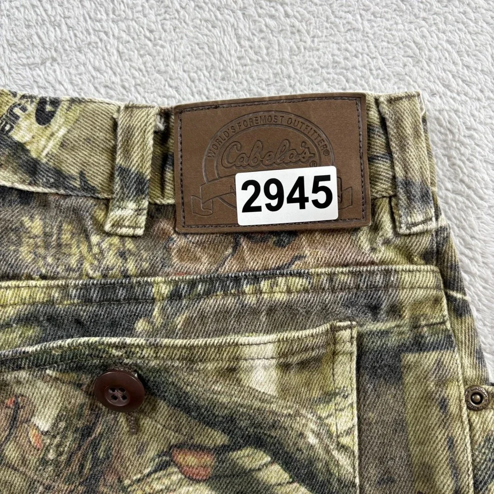 Cabelas Mossy Oak Break Up Hunting Pants Mens 34 Reg Green‎ Camo Cargo Pockets